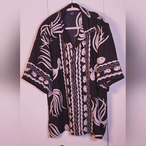 Oscar Misa Mens Camp Shirt Hawaiian Button Front Size XL Koi Fish Boxy Retro